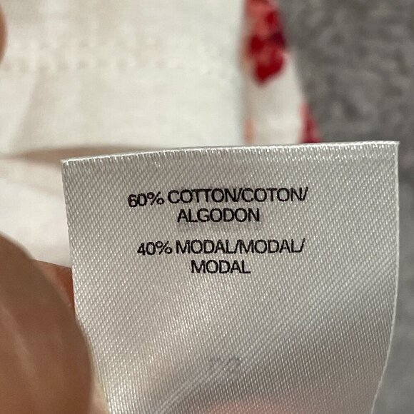 NEW Lucky Brand Womens L Floral Print T-Shirt White & Red Cotton/Modal - Picture 5 of 7